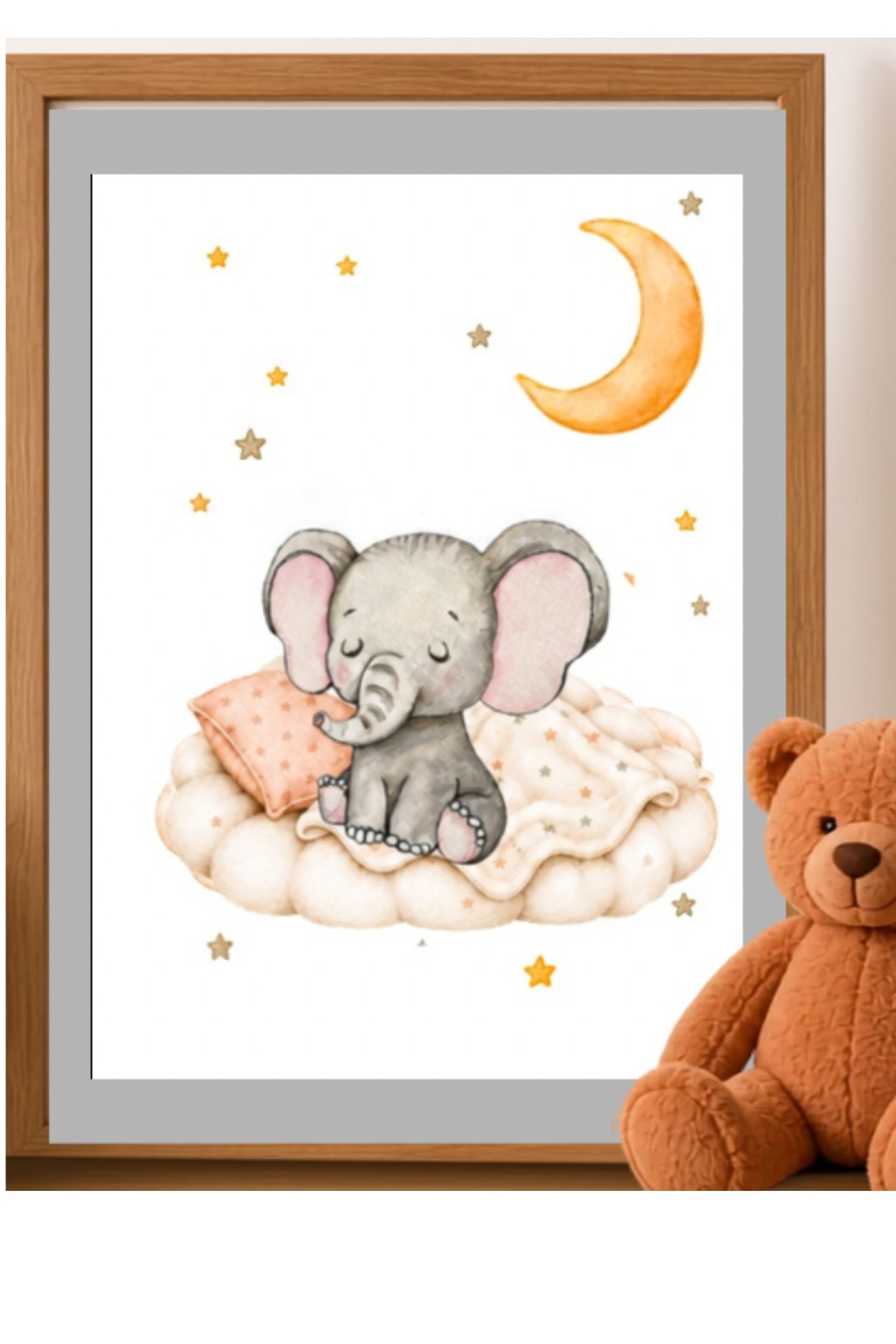 5 Moonlight Animals & Lovely Quote watercolor nursery print