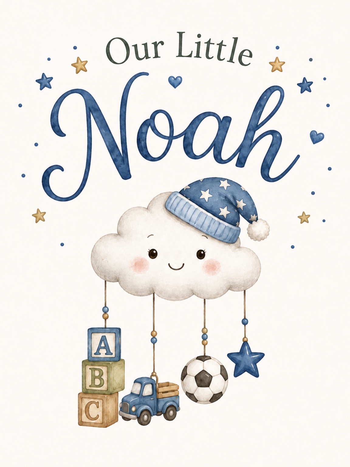 Personalized Name Art for Noah nursery artwork
