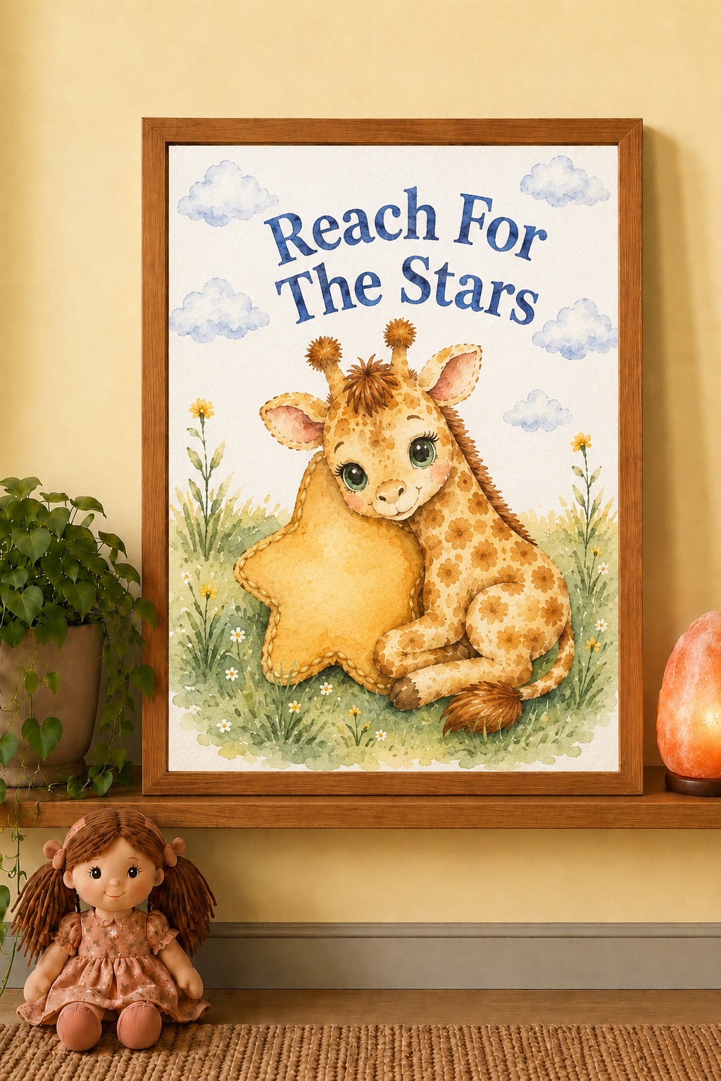 Reach for the Stars watercolor nursery print